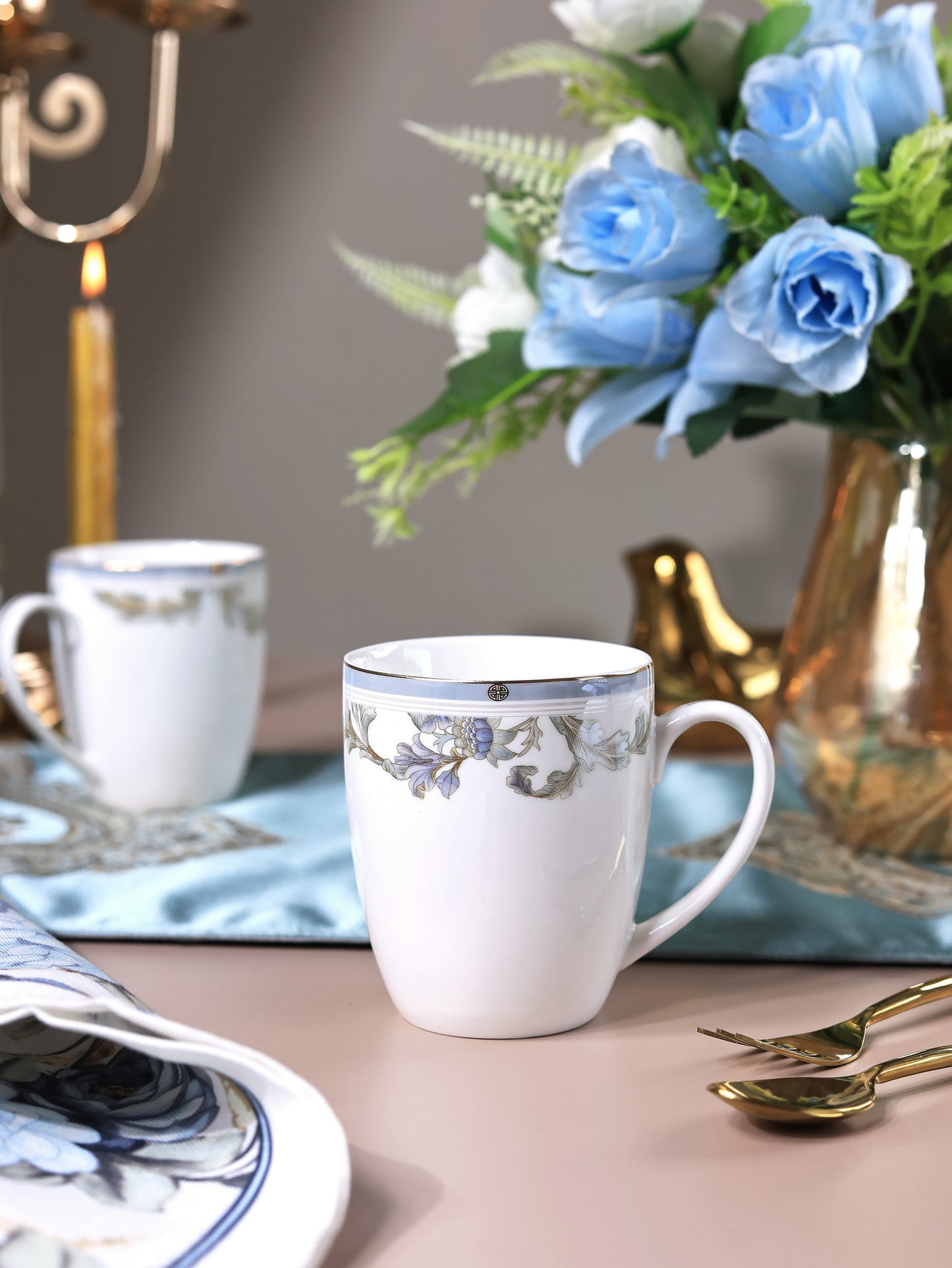 Oriental Blume Coffee Mugs (Set of 2, 300 ML)