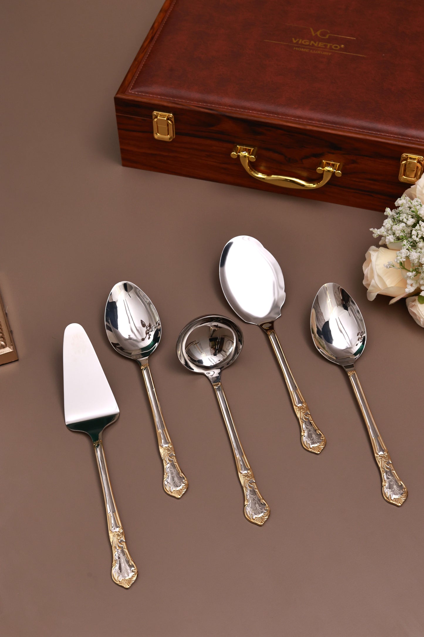 Prestige Gold 65 Pcs Cutlery Set (Palace Collection, 24K Gold Plated)