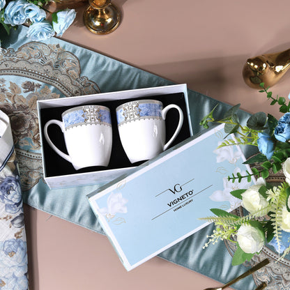 Majestique Blue Coffee Mugs (Set of 2, 300 ML)