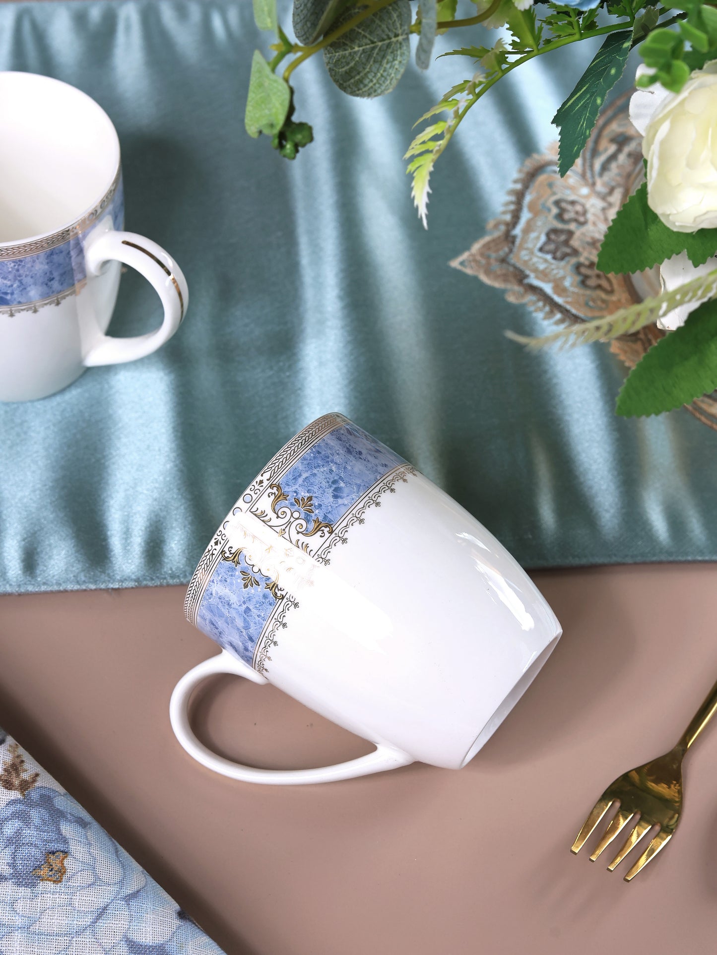 Majestique Blue Coffee Mugs (Set of 2, 300 ML)