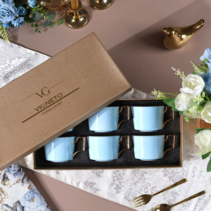 Oasis Haven Mug Set of 6 (Luxe Edition, 24K Gold, In glaze)