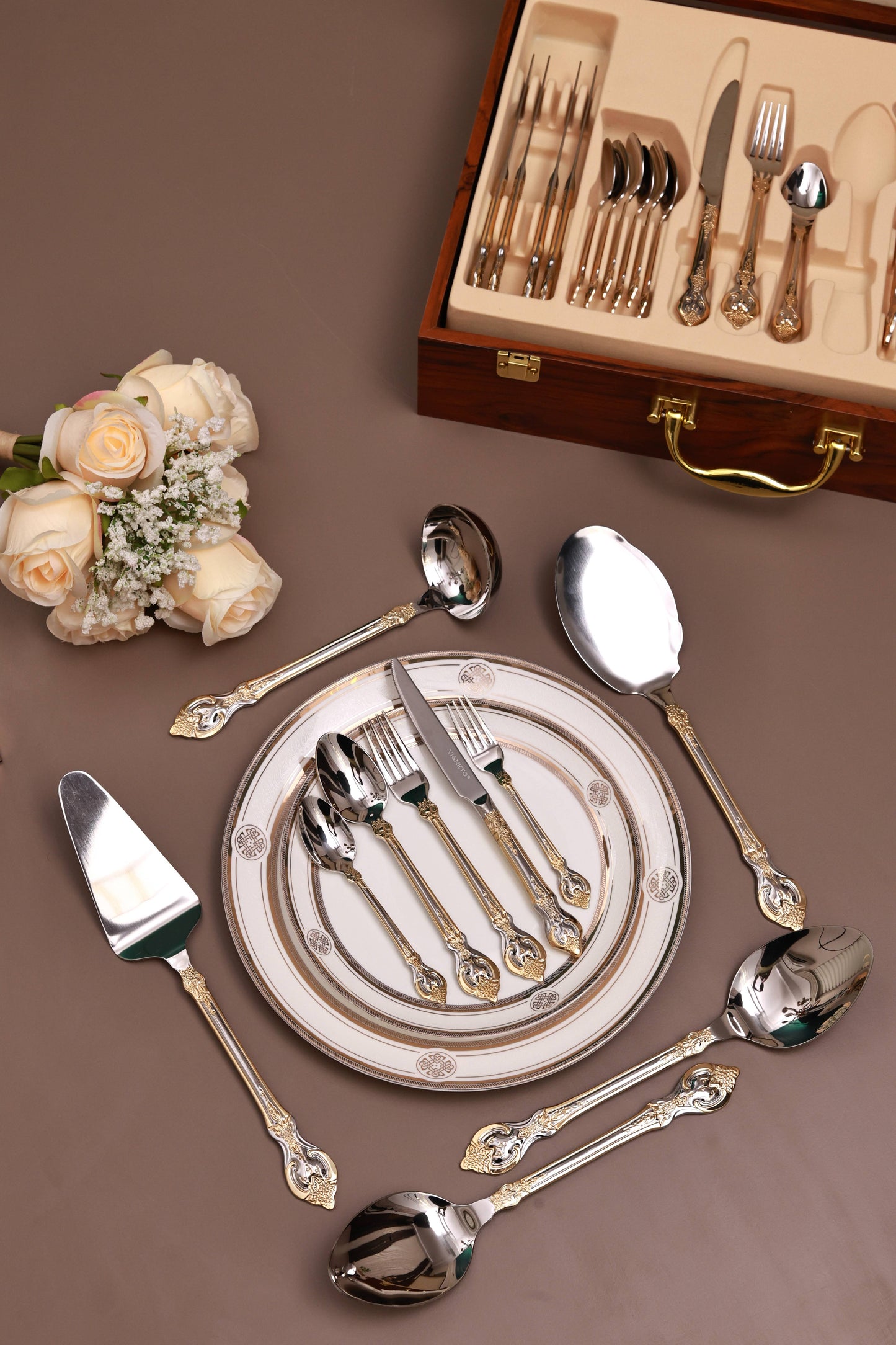 Vineyard Gold 65 Pcs Cutlery Set (Palace Collection, 24K Gold Plated)
