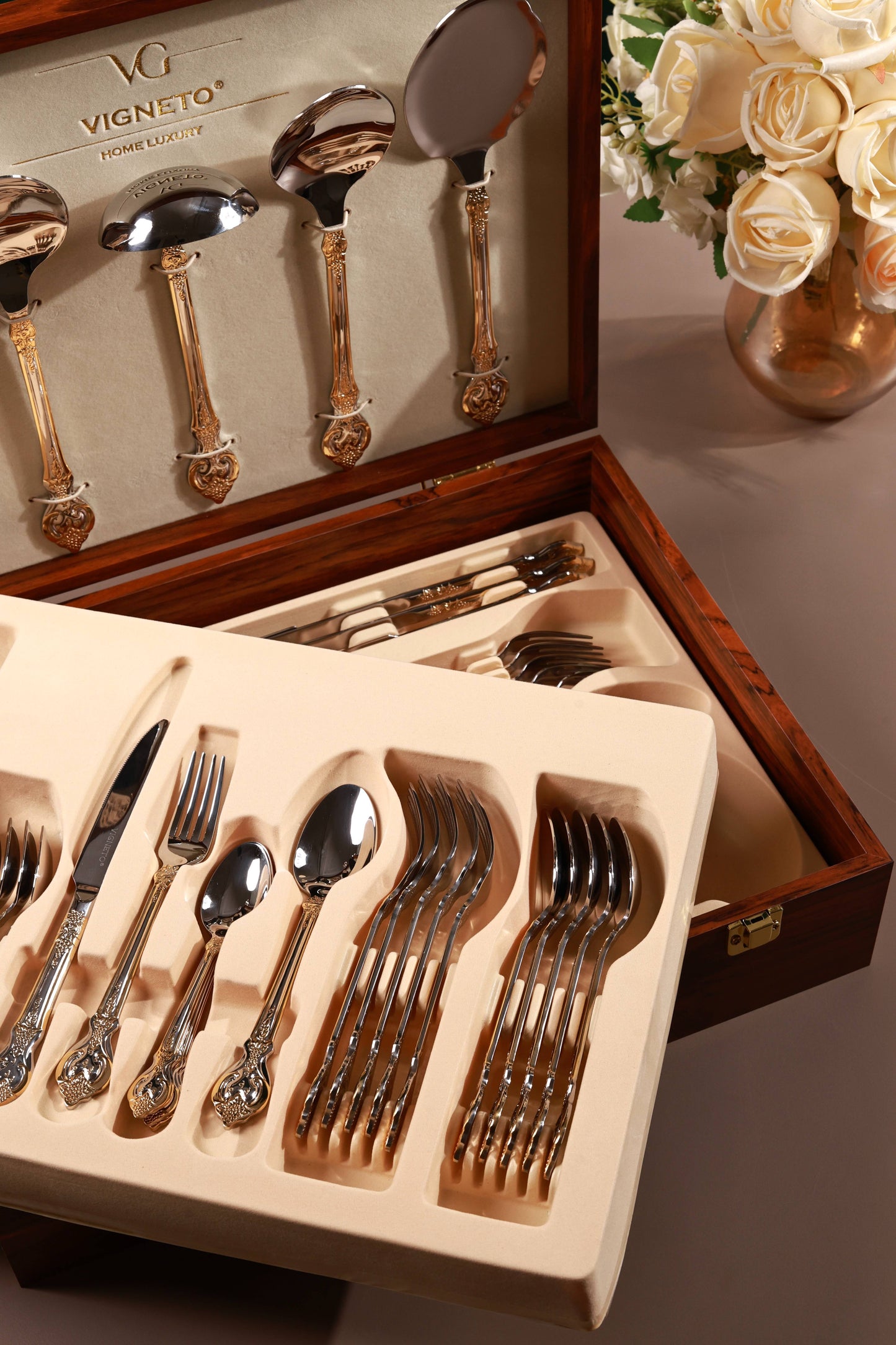 Vineyard Gold 65 Pcs Cutlery Set (Palace Collection, 24K Gold Plated)