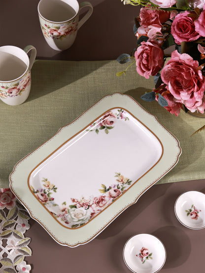 Pistachio Green 8 Pcs Coffee & Platter Set (4 Mugs, 1 Square Platter, 1 Snack Platter, 2 Dip Bowls)