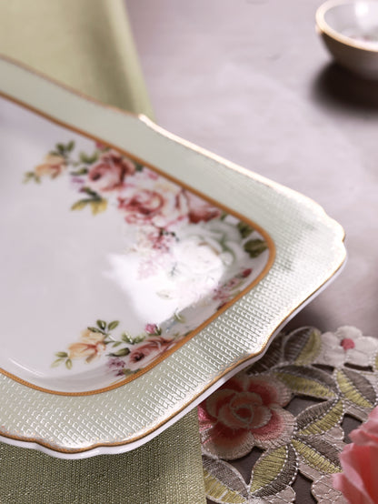Pistachio Green 8 Pcs Coffee & Platter Set (4 Mugs, 1 Square Platter, 1 Snack Platter, 2 Dip Bowls)