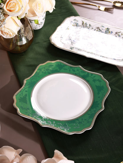 Tudor Green 8 Pcs Coffee & Platter Set (4 Mugs, 1 Square Platter, 1 Snack Platter, 2 Dip Bowls)