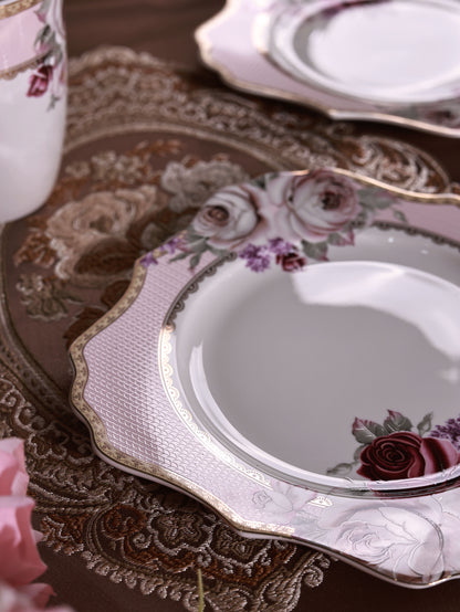 Rose Garden Coffee Mugs with Snack Plates (4 Mugs and 4 Snack Plates)