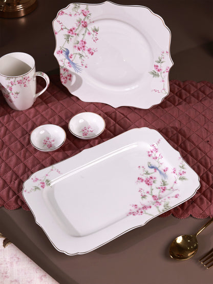 Orchid Bliss 8 Pcs Coffee & Platter Set (4 Mugs, 1 Square Platter, 1 Snack Platter, 2 Dip Bowls)