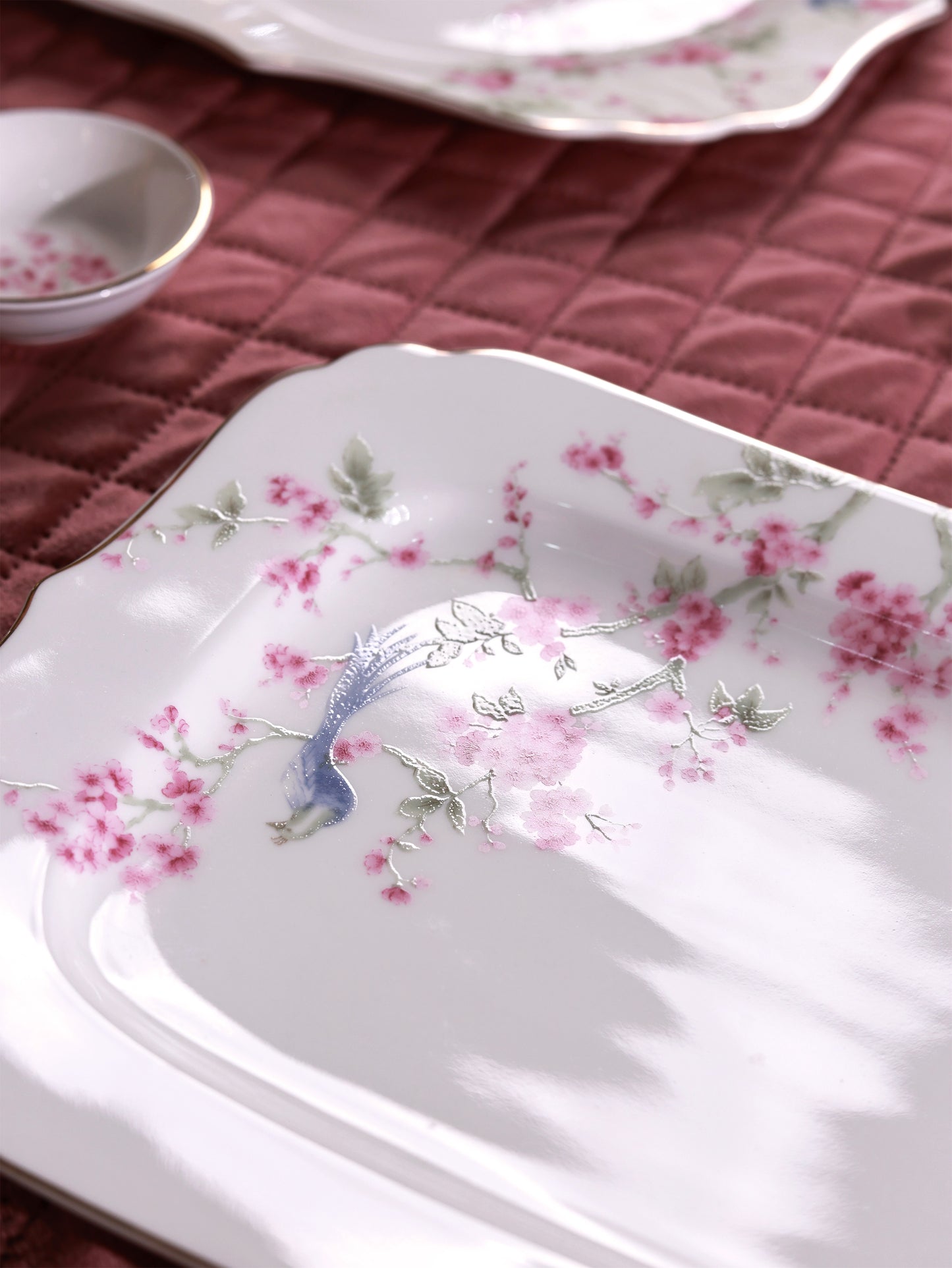 Orchid Bliss 8 Pcs Coffee & Platter Set (4 Mugs, 1 Square Platter, 1 Snack Platter, 2 Dip Bowls)