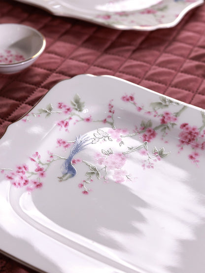Orchid Bliss 8 Pcs Coffee & Platter Set (4 Mugs, 1 Square Platter, 1 Snack Platter, 2 Dip Bowls)