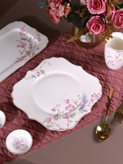 Orchid Bliss 8 Pcs Coffee & Platter Set (4 Mugs, 1 Square Platter, 1 Snack Platter, 2 Dip Bowls)