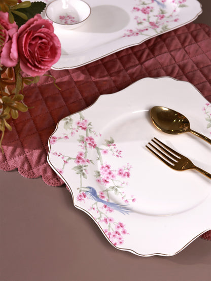 Orchid Bliss 8 Pcs Coffee & Platter Set (4 Mugs, 1 Square Platter, 1 Snack Platter, 2 Dip Bowls)