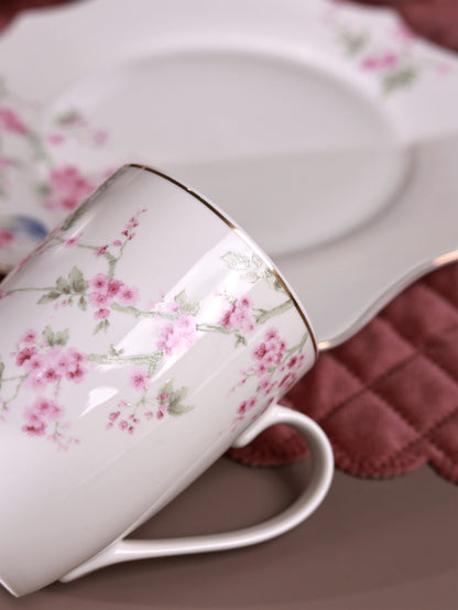 Orchid Bliss 8 Pcs Coffee & Platter Set (4 Mugs, 1 Square Platter, 1 Snack Platter, 2 Dip Bowls)