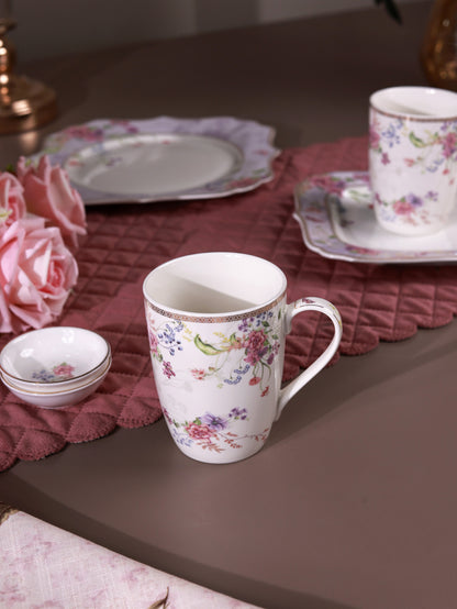 Lilac Garden 8 Pcs Coffee & Platter Set (4 Mugs, 1 Square Platter, 1 Snack Platter, 2 Dip Bowls)