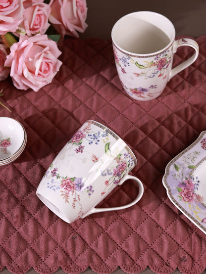 Lilac Garden 8 Pcs Coffee & Platter Set (4 Mugs, 1 Square Platter, 1 Snack Platter, 2 Dip Bowls)