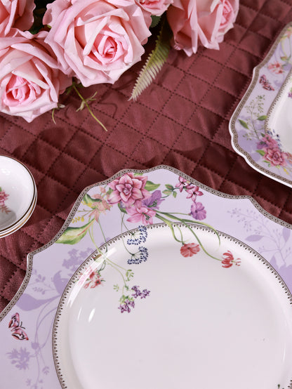 Lilac Garden 8 Pcs Coffee & Platter Set (4 Mugs, 1 Square Platter, 1 Snack Platter, 2 Dip Bowls)