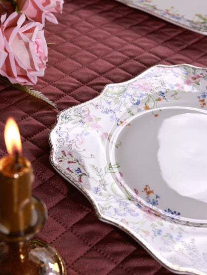 Flower Bed 8 Pcs Coffee & Platter Set (4 Mugs, 1 Square Platter, 1 Snack Platter, 2 Dip Bowls)