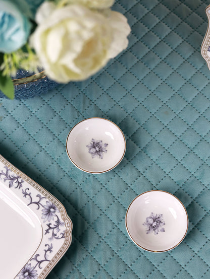 Royal Blue 8 Pcs Coffee & Platter Set (4 Mugs, 1 Square Platter, 1 Snack Platter, 2 Dip Bowls)