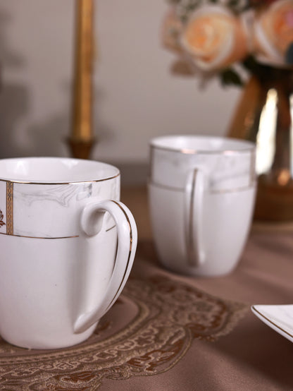Regency Gold Coffee Mugs with Snack Plates (4 Mugs and 4 Snack Plates)