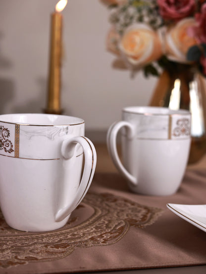 Regency Gold Coffee Mugs with Snack Plates (4 Mugs and 4 Snack Plates)