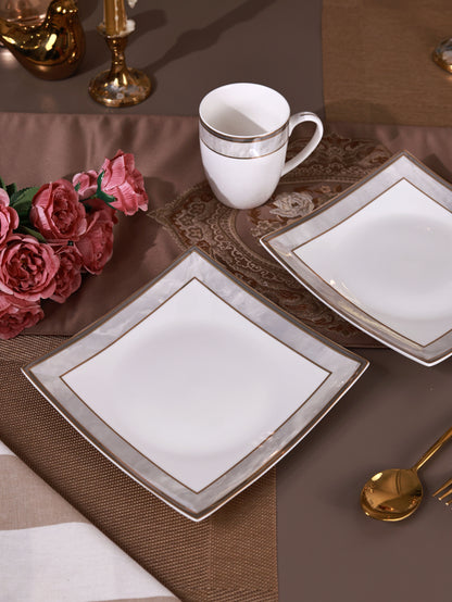 Oyster Pearl Coffee Mugs with Snack Plates (4 Mugs and 4 Snack Plates)
