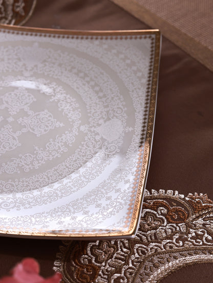 Persian Ivory Coffee Mugs with Snack Plates (4 Mugs and 4 Snack Plates)