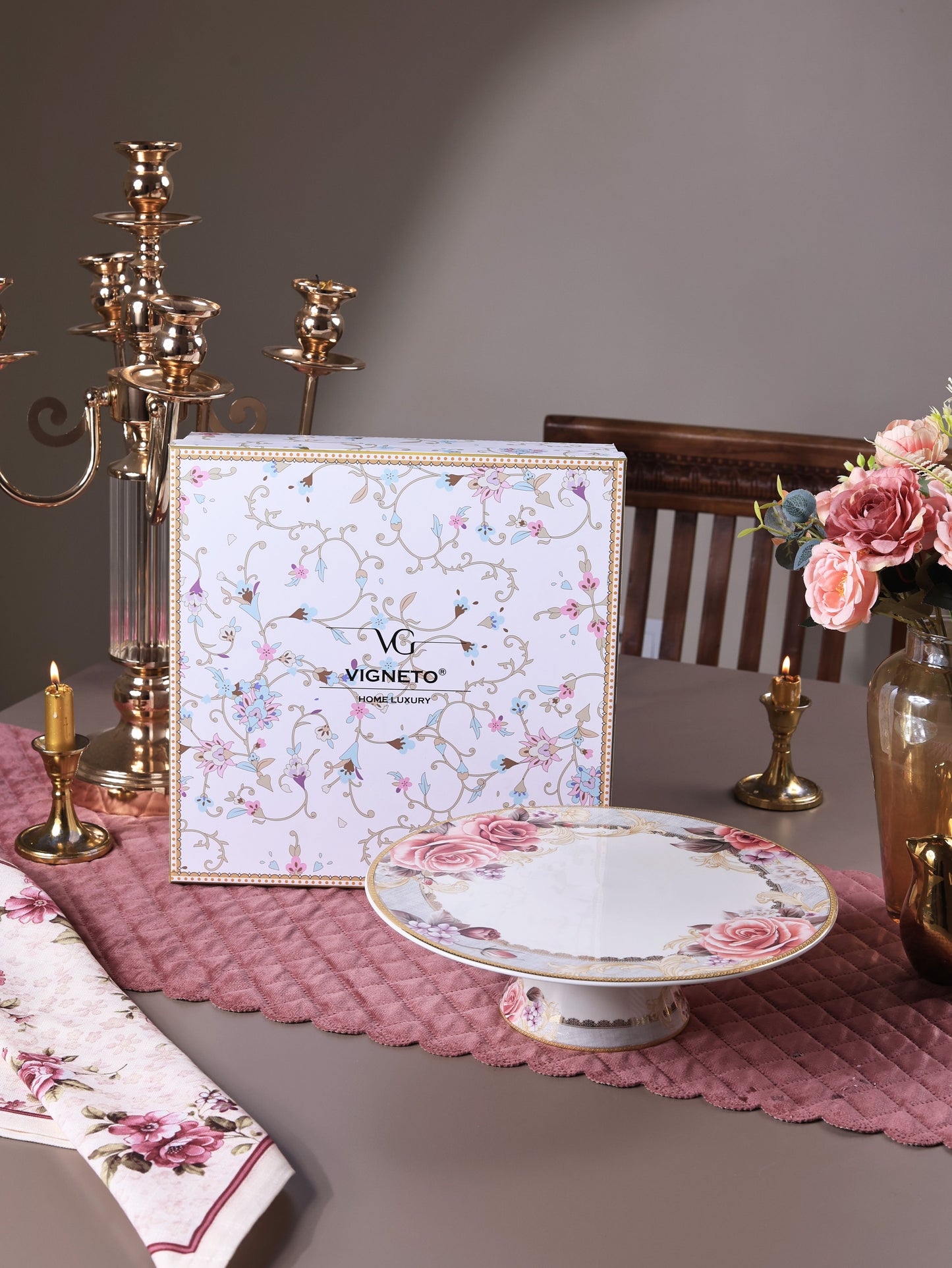 Gold Roses Cake Stand - Vigneto