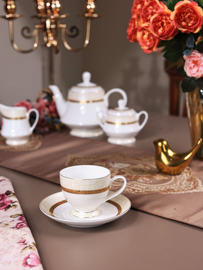 Opaline Gold 15 Pcs Tea Set