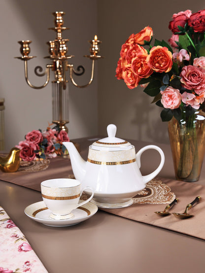 Opaline Gold 15 Pcs Tea Set