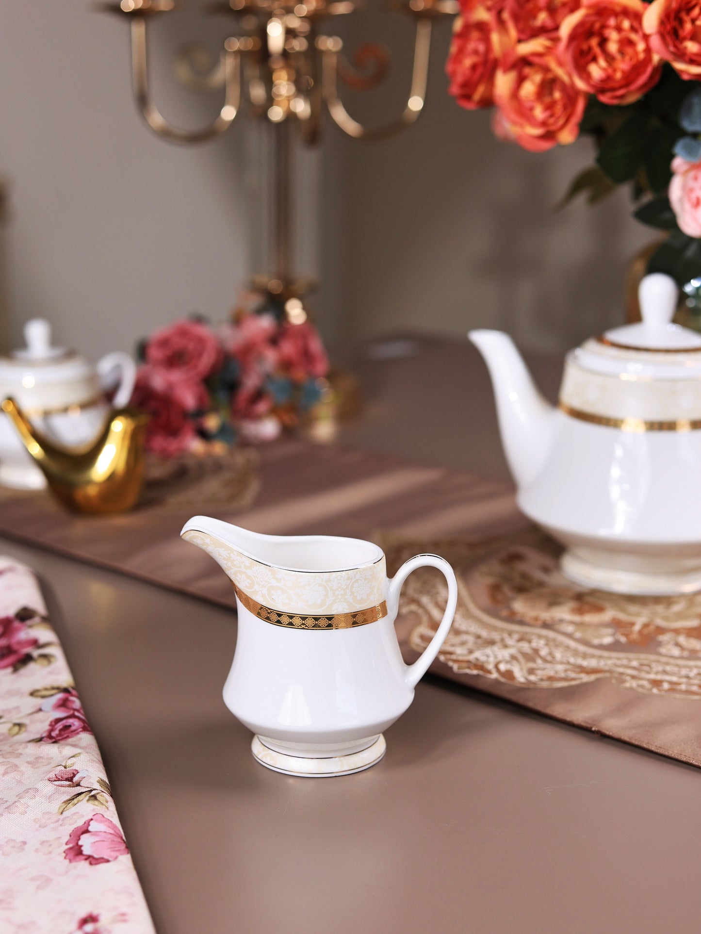 Opaline Gold 15 Pcs Tea Set