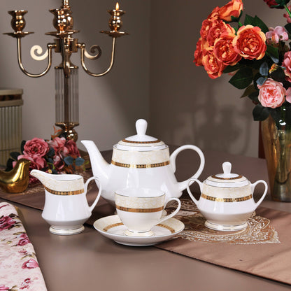 Opaline Gold 15 Pcs Tea Set