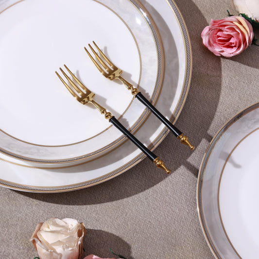 Grecian Black Small Fork (Shine Gold Finish, Set of 6)