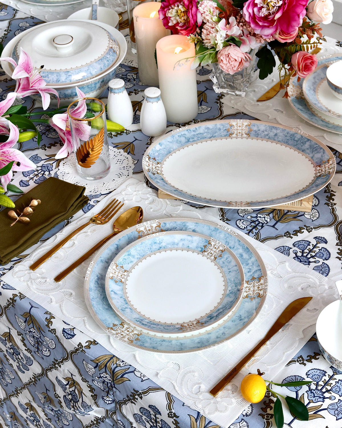 Majestique Blue 60 Pcs Dinner Set – Vigneto