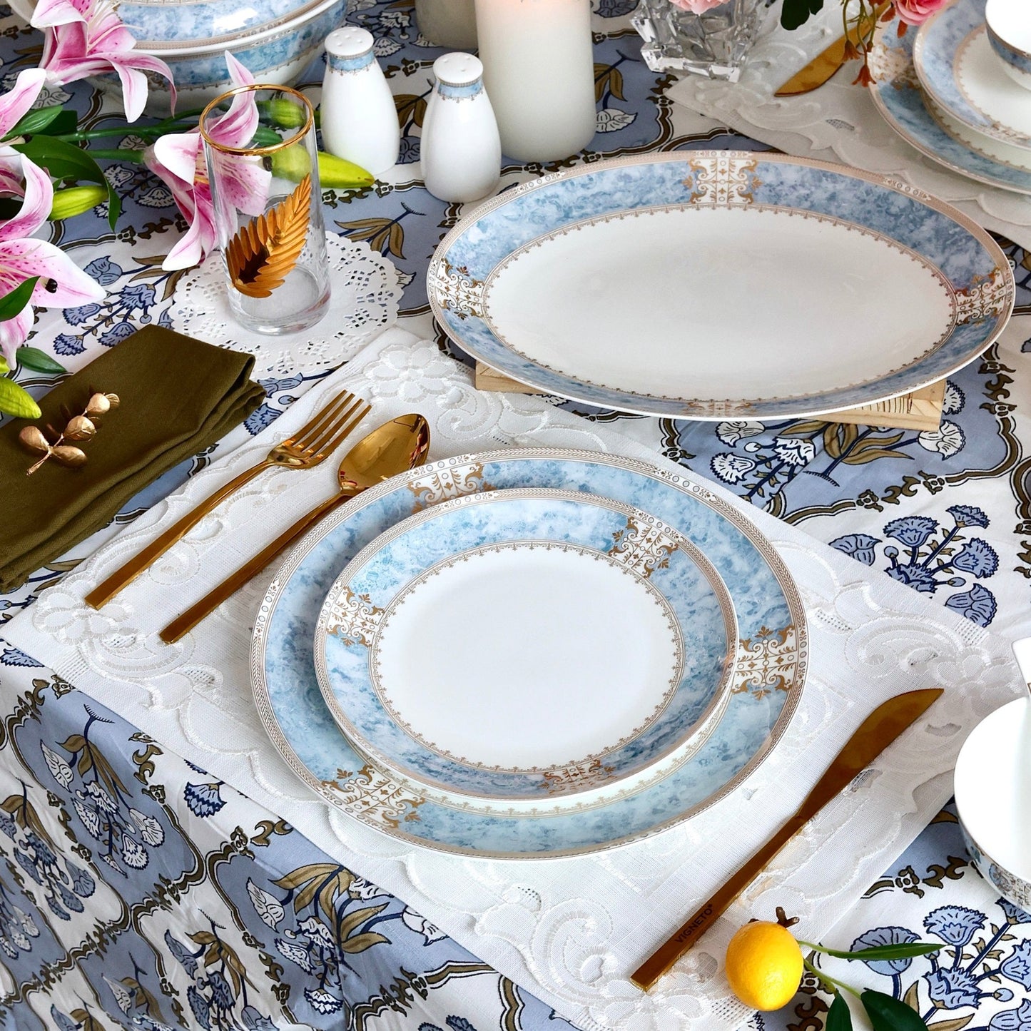 Majestique Blue 37 Pcs Dinner Set