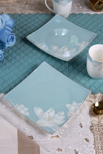 La Pacifique Coffee Mugs with Snack Plates (4 Mugs and 4 Snack Plates)