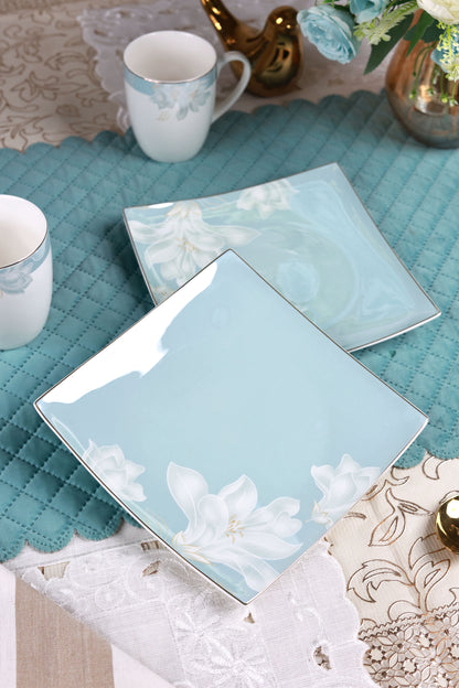 La Pacifique Coffee Mugs with Snack Plates (4 Mugs and 4 Snack Plates)