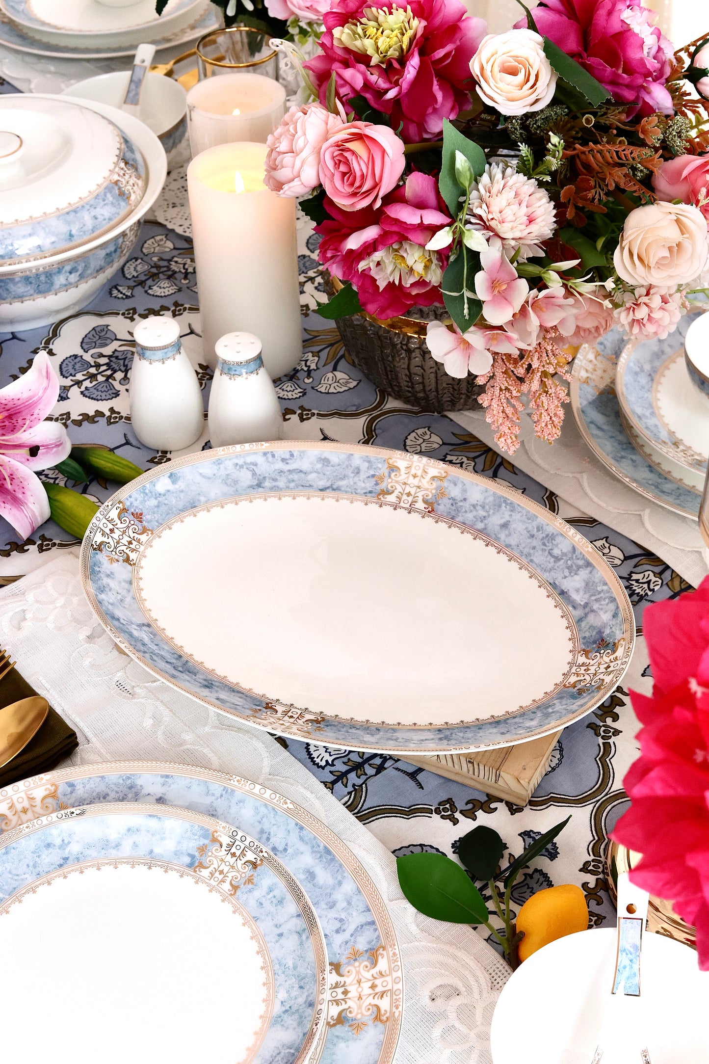 Majestique Blue 37 Pcs Dinner Set