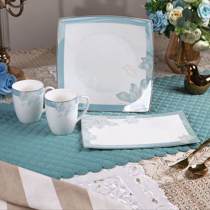 La Pacifique 6 Pcs Coffee & Platter Set (4 Mugs, 1 Square Platter, 1 Snack Platter)