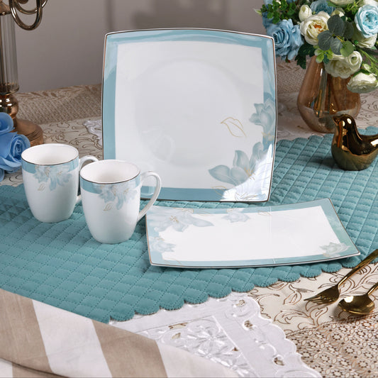 La Pacifique 6 Pcs Coffee & Platter Set (4 Mugs, 1 Square Platter, 1 Snack Platter)