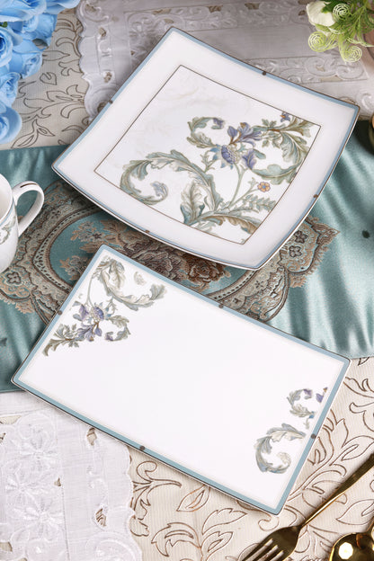 Oriental Blume 6 Pcs Coffee & Platter Set (4 Mugs, 1 Square Platter, 1 Snack Platter)