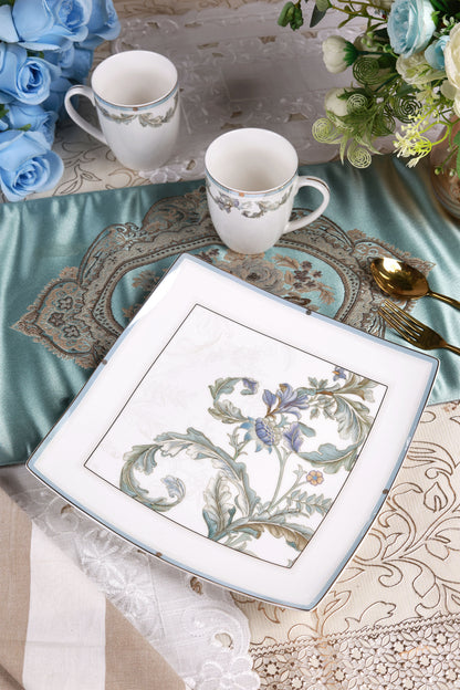 Oriental Blume 6 Pcs Coffee & Platter Set (4 Mugs, 1 Square Platter, 1 Snack Platter)