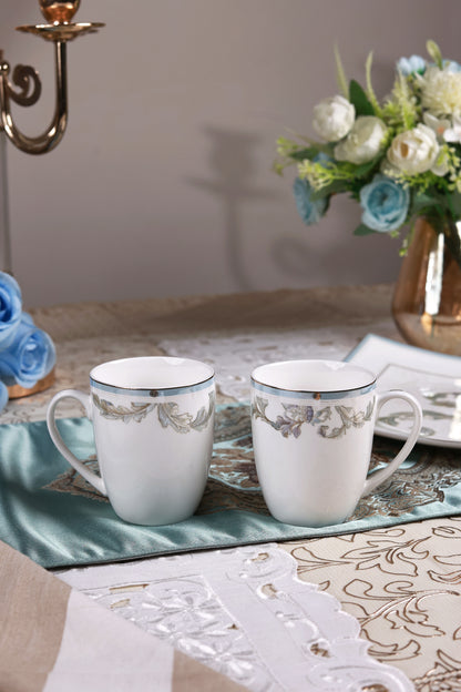 Oriental Blume 6 Pcs Coffee & Platter Set (4 Mugs, 1 Square Platter, 1 Snack Platter)