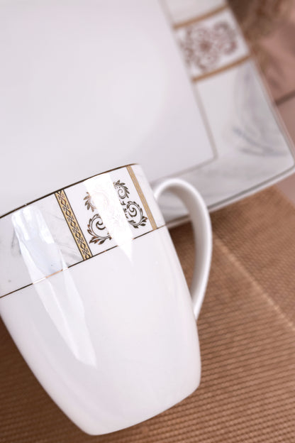 Regency Gold 6 Pcs Coffee & Platter Set (4 Mugs, 1 Square Platter, 1 Snack Platter)