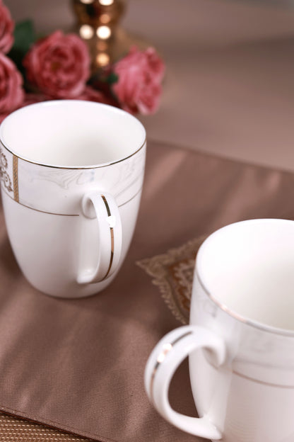 Regency Gold 6 Pcs Coffee & Platter Set (4 Mugs, 1 Square Platter, 1 Snack Platter)