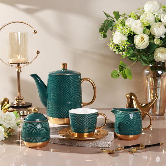 Verde 15 Pcs Tea Set (Metal Collection, 24K Gold)