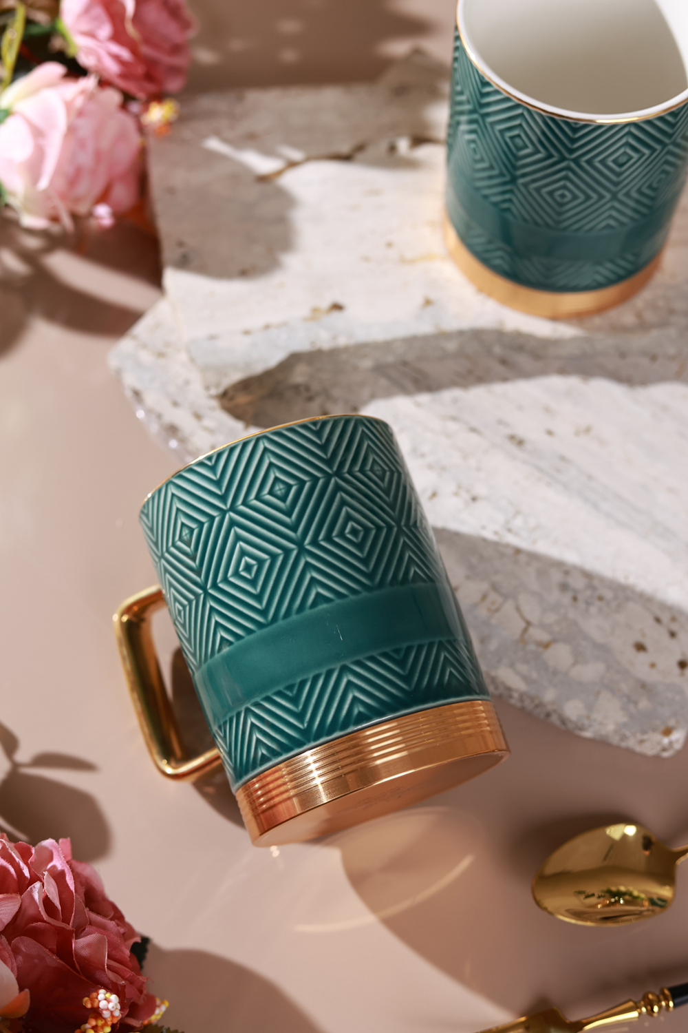 Verde Set of 2 Coffee Mugs (Metal Collection, 24K Gold, 300 ML)