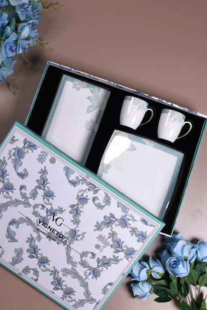 La Pacifique 6 Pcs Coffee & Platter Set (4 Mugs, 1 Square Platter, 1 Snack Platter)