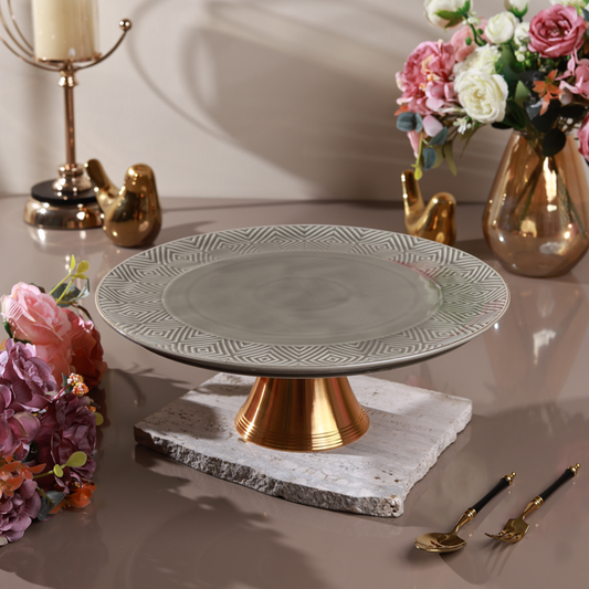 Grey Cake Stand (Metal Collection, 24K Gold)