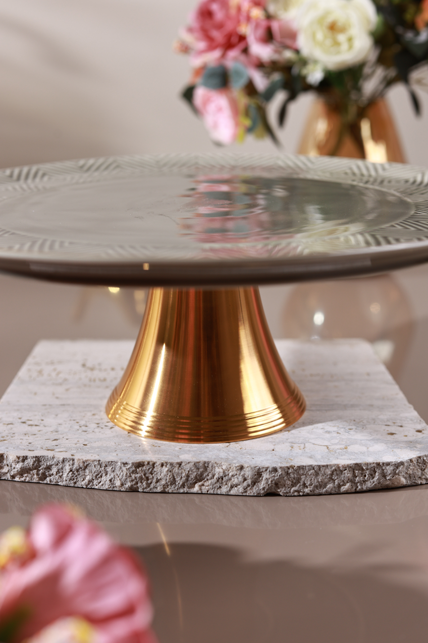 Grey Cake Stand (Metal Collection, 24K Gold)