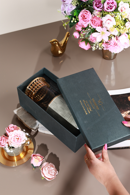 Grey Flower Vase (Metal Collection, 24K Gold)